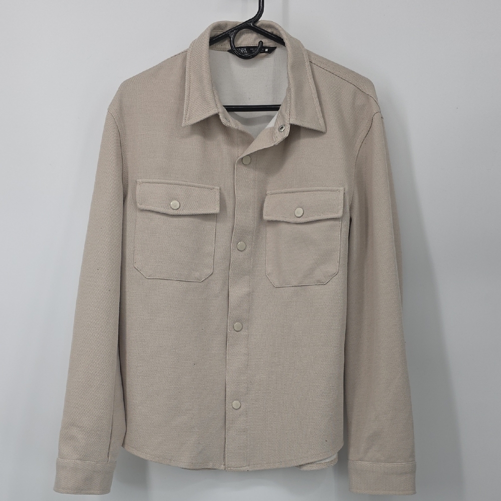 Zara Men's Beige Button Up Shirt Size L